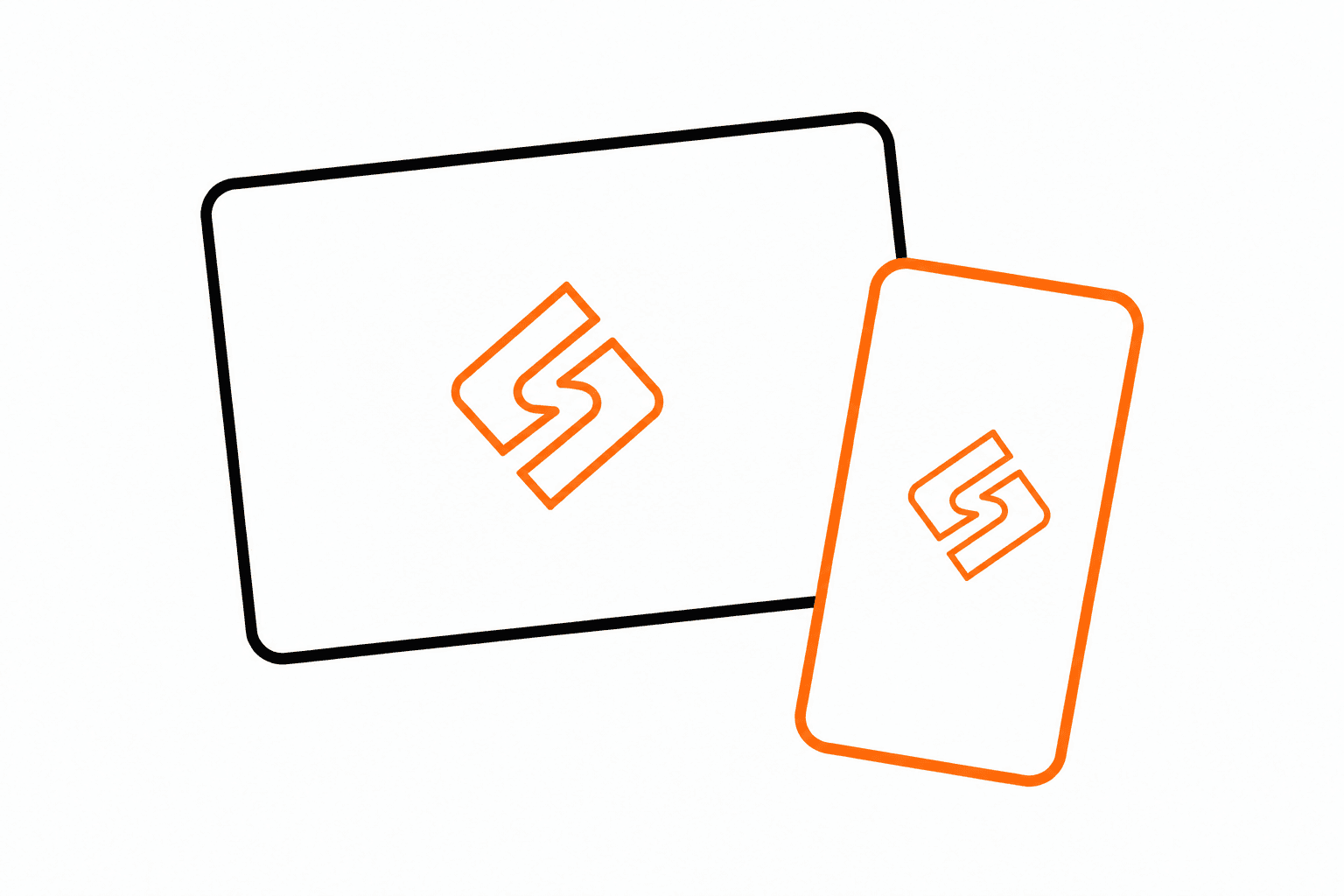 Simple outlines of an iPad and an iPhone, each with a single-color Tavrra line logo centered on its screen.